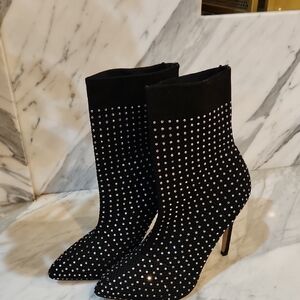 Catherine Malandrino Black Studded Heeled Boots